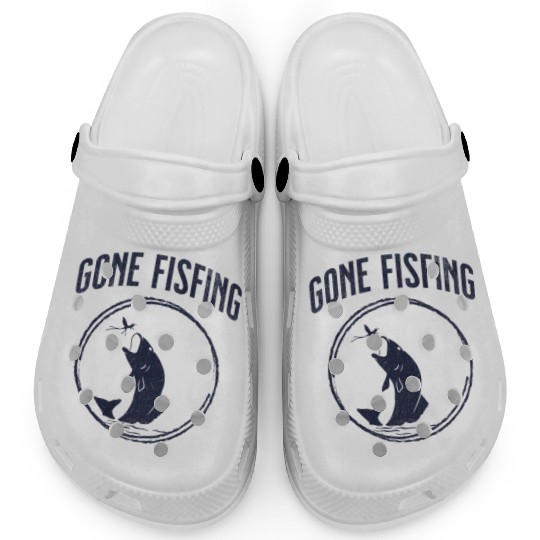 Gone Fishing,cool flyfishing illustration Clogs