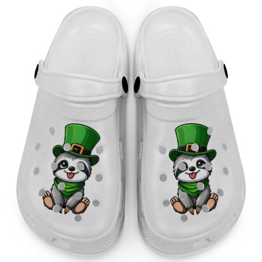St. Patrick's Day Sloth Clumsy Cute Cartoon Design Clogs