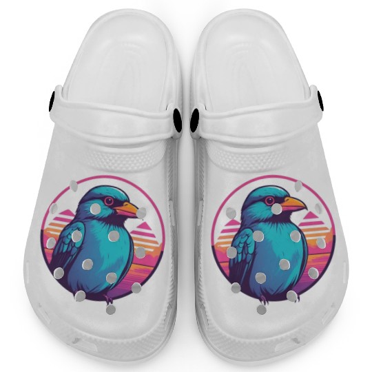 Synthwave Blue Bird 2 Clogs