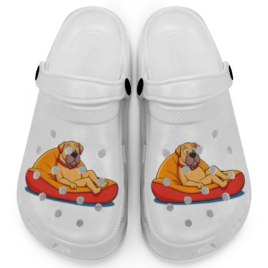 Relaxed Mastiff on Cushion Art Clogs