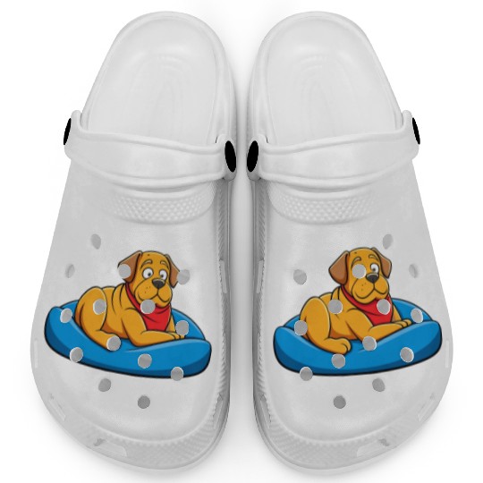 Relaxed Mastiff Lounging on Big Cushion Art Clogs