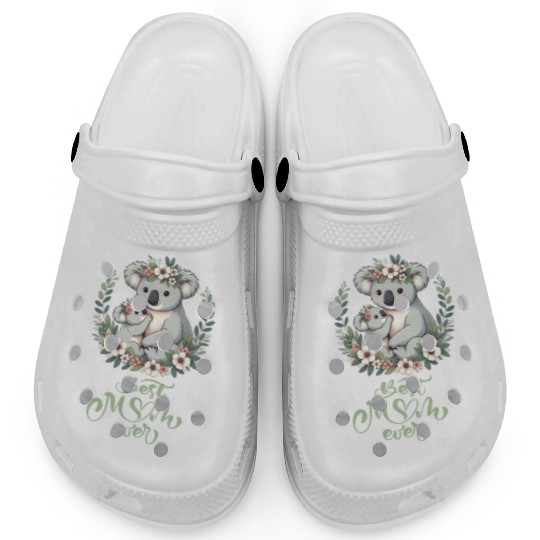 Best Mom Ever Koala Embrace Floral Wreath Clogs