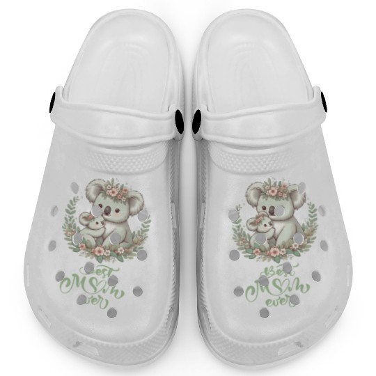 Best Mom Ever Koala Embrace Floral Wreath Clogs