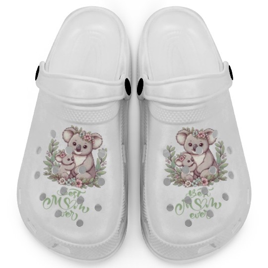 Best Mom Ever Koala Embrace Floral Wreath Clogs