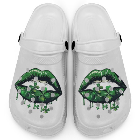 St Patrick Irish Green Lips Clogs