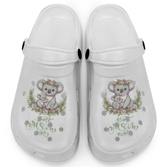 Best Mom Ever Koala Embrace Floral Wreath Clogs