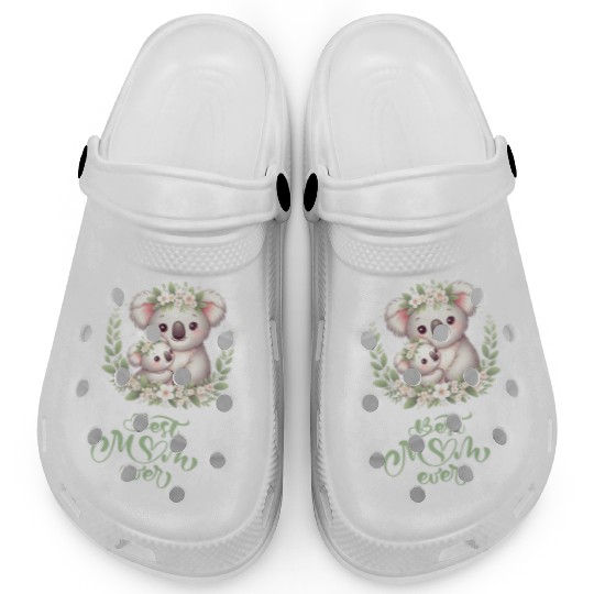 Best Mom Ever Koala Embrace Floral Wreath Clogs