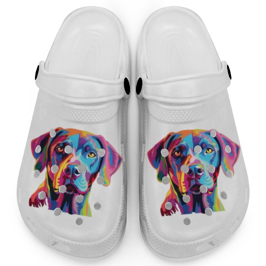 Watercolor Colorful Blue Lacy Clogs