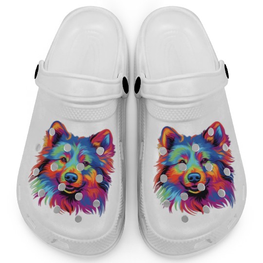 Watercolor Colorful Finnish Lapphund Clogs