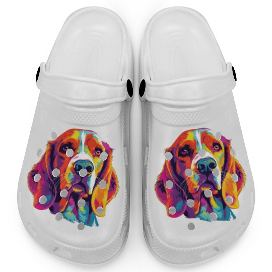 Watercolor Colorful Beagle Harrier Clogs