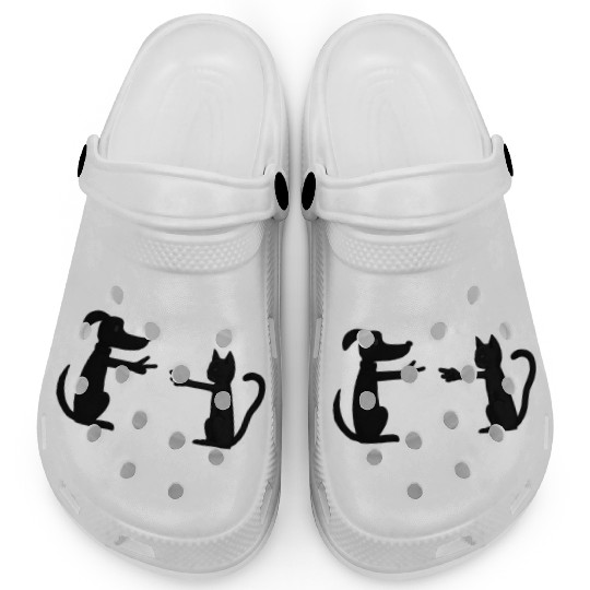 Funny dog and cat Rock-Paper-Scissors Clogs