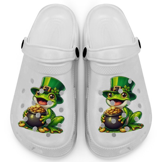 St. Patrick's Day Frog with Gold Clogs