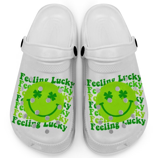 Irish Clover Feeling Lucky Smiling Face Clogs