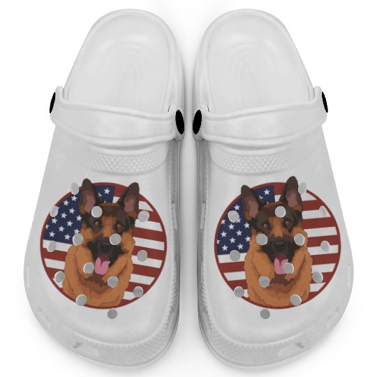 German Shepherd US Flag Dog Owner Clogs