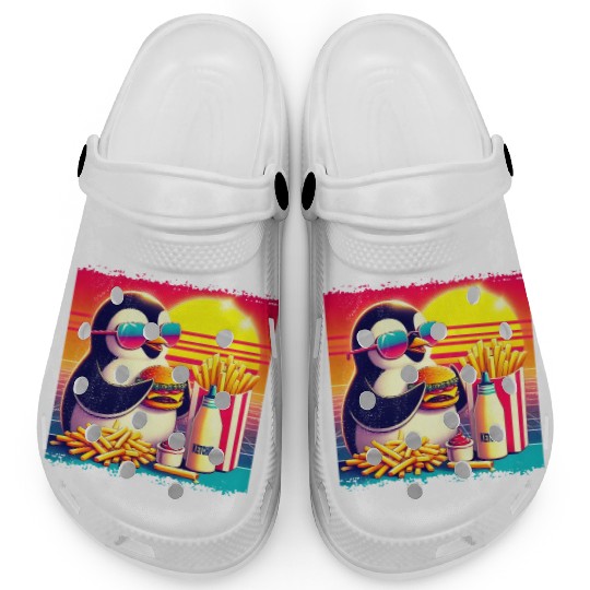 Vintage Penguin in Retro Sunset Dining Clogs