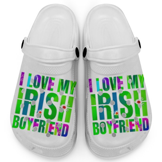 Love My Irish Boyfriend Floral Design Clogs
