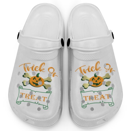 Trick or treat crossbones Halloween pumpkin Clogs
