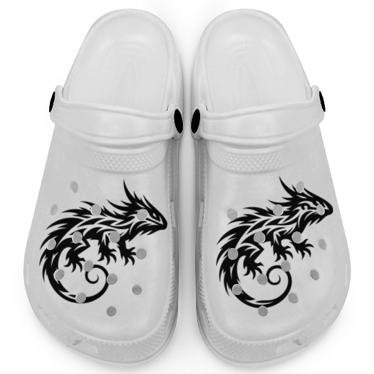 Shaggy Bearded Dragon Tribal Dragon Tattoo Clogs