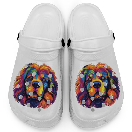 Watercolor Colorful Tibetan Mastiff Clogs