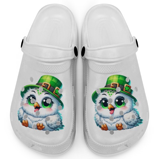 St. Patrick's Cute Snowy Owl Clogs