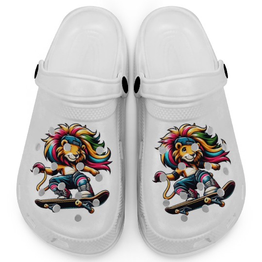 Cheeky Skater Giraffe on Skateboard Clogs