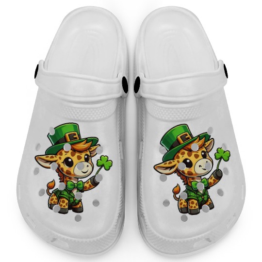 St. Patrick's Day Giraffe Cartoon Clogs