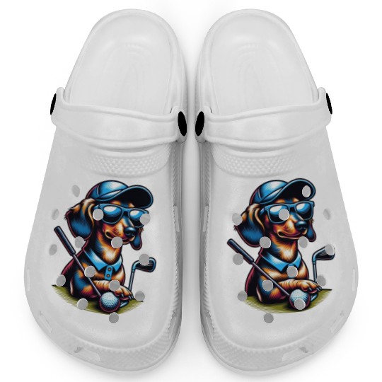 Dachshund Golfer Golf Course Dog Owner Clogs