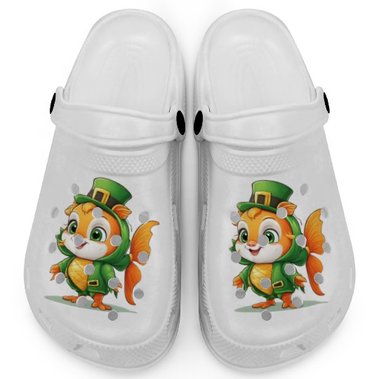Lucky Fin: St. Patrick's Cute Fish Design Vibrant Clogs