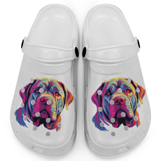Watercolor Colorful Neapolitan Mastiff Clogs