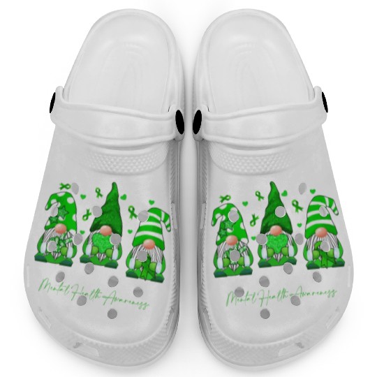 Gnome Fights Mental Health Matters Green Ribbon Clogs