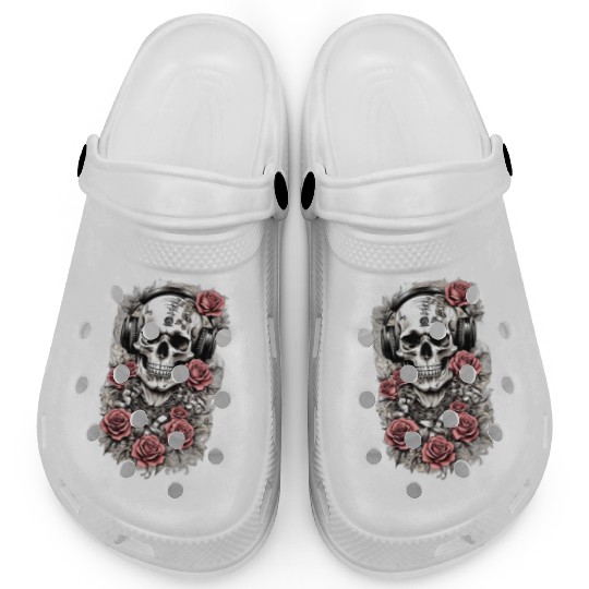 Rock & Roses Clogs: Skull, Roses & music nout