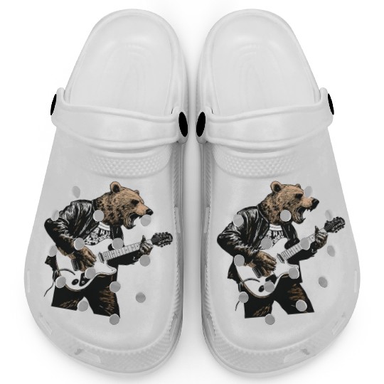 Grizzly Bear Playing Guitar Clogs