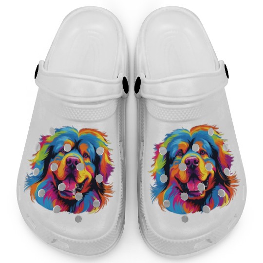 Watercolor Colorful Tibetan Mastiff Clogs