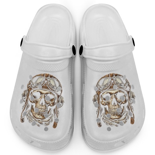 Vintage Aviator Skull Clogs