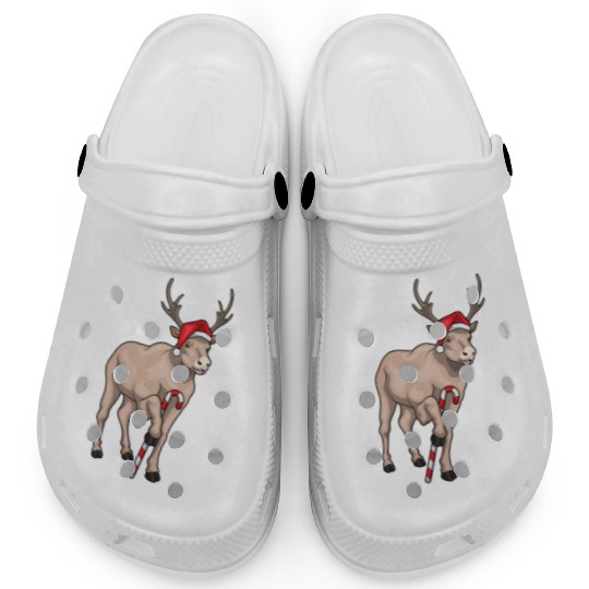 Reindeer Christmas Candy cane Clogs