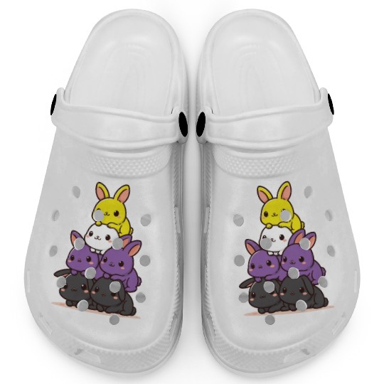Bunnies Nonbinary Flag Pride Month Cute Bunny Clogs