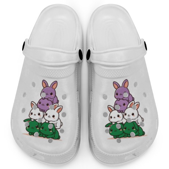 Bunnies Genderqueer Flag Pride Month Cute Bunny Clogs