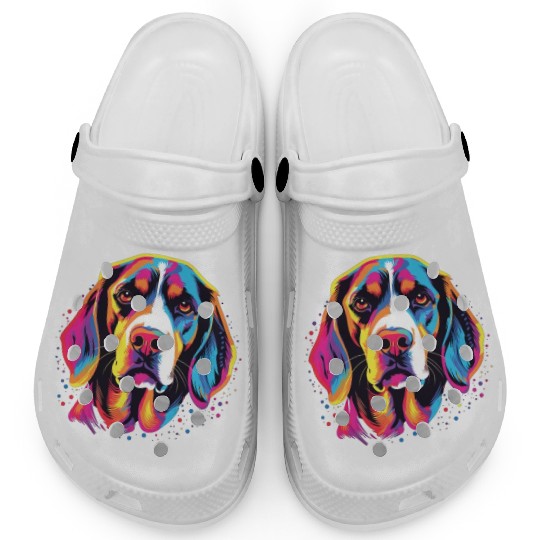 Watercolor Colorful Beagle Harrier Clogs