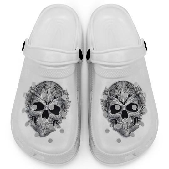 Mexican tribal silver metallic skull Clogs