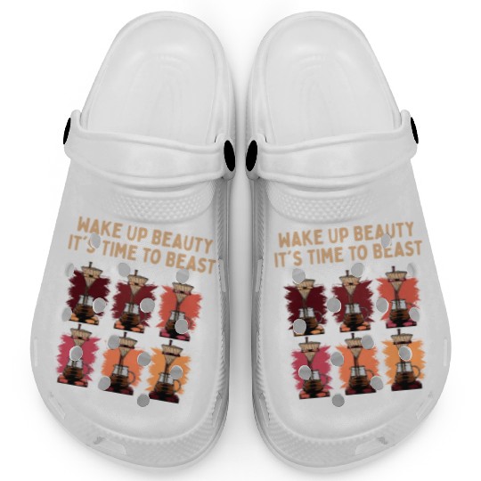 Beauty Time to Beast Workout Motivational Quote Clogs