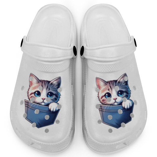 Meowy in a pocket Clogs
