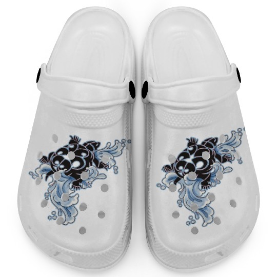 Tribal Turtle Riding Waves - Kids Clogs Designs