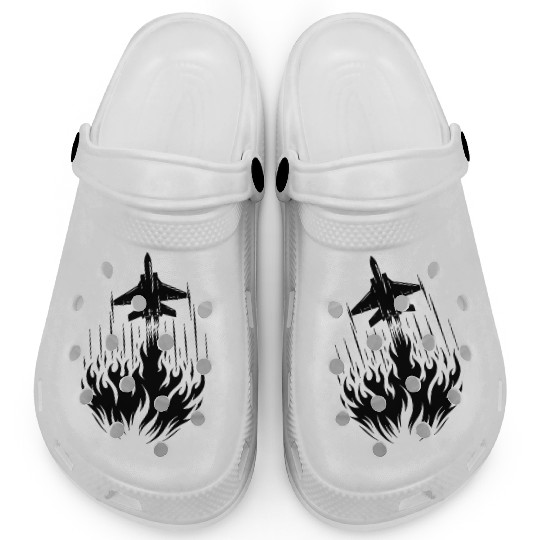 Fighter Jet Model Airplane Fire Flames Flight Clogs