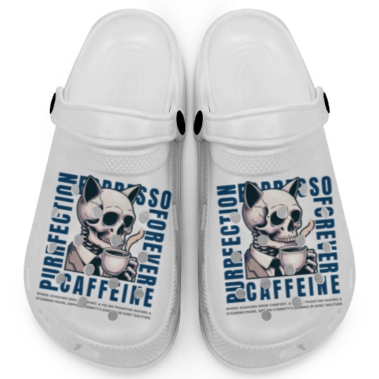 Cat Skull Caffeine Connoisseur - Eternal Coffee Clogs