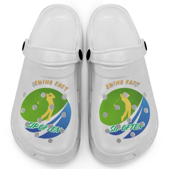 Swing Easy, Sip Often. Funny golf beer Clogs