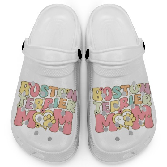 Boston Terrier Mom Groovy Female Dog Lover Clogs