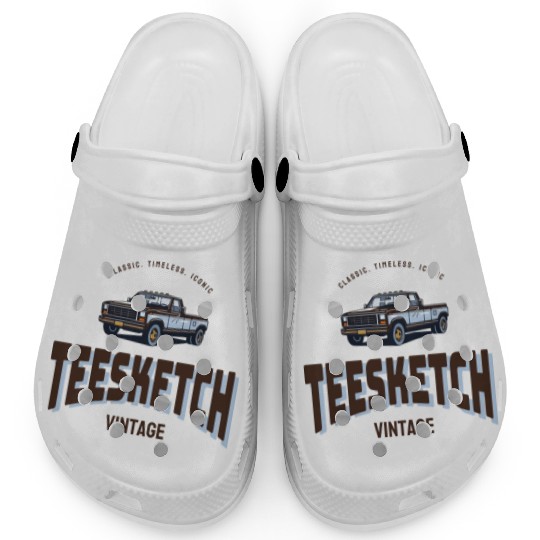 retro car with teesketch logo | old school Clogs