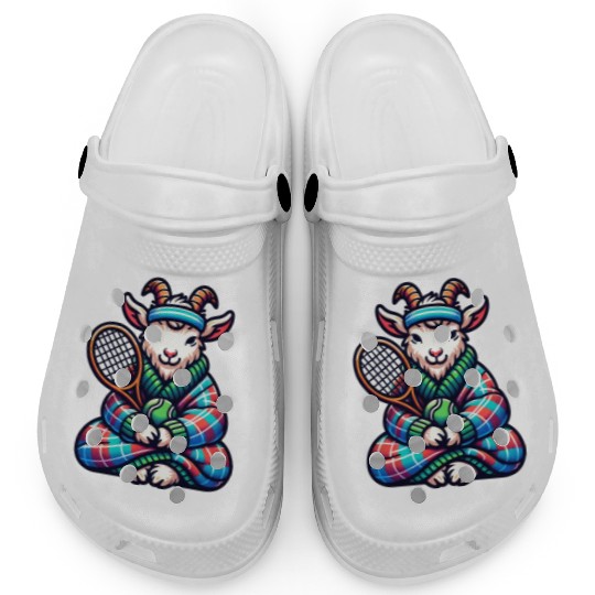 Goat Tennis Player On Court Racket Match Design Clogs