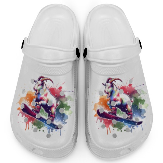 Goat Snowboarder Winter Freestyle Design Clogs