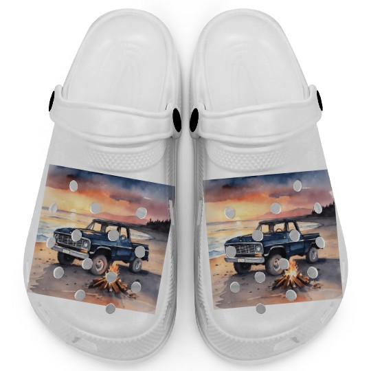 light watercolor illustration car Clogs